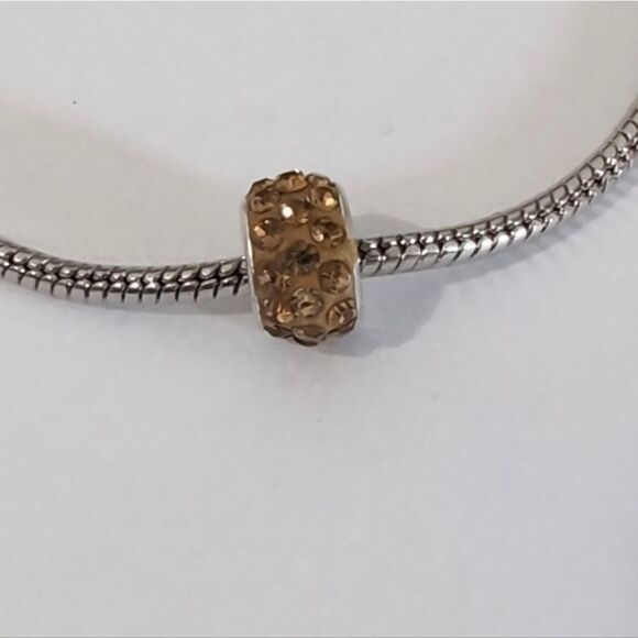 Silver Brown with Brown Rhinestones Charm for Pandora Style Bracelet - Picture 3 of 3